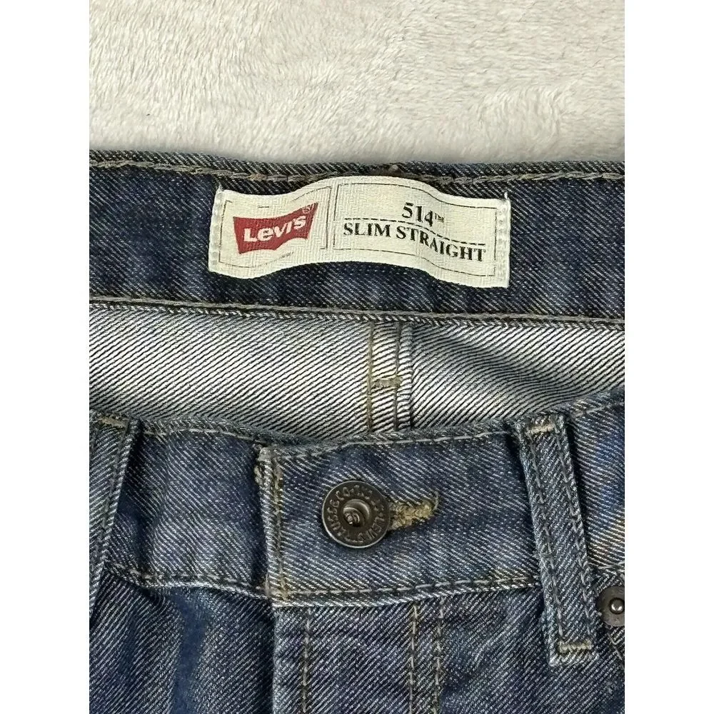Levi's 514 Jeans Boys Blue Slim Straight Size 10M Husky 30x26 (30x27 Measured)‎